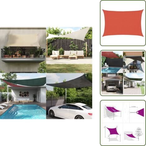 Toldo para jardín - vidaXL Toldo de vela HDPE terracota 160 g/m² 3x5 m - Toldo para terraza