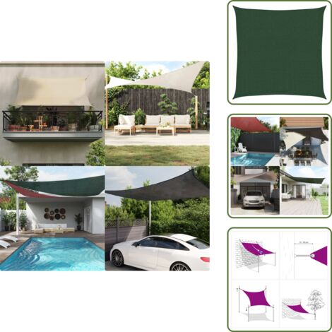 Toldo para jardín - vidaXL Toldo de vela HDPE verde oscuro 160 g/m² 3x3 m - Toldo para terraza