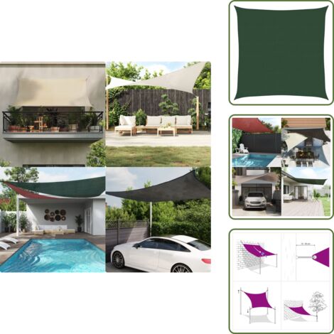 Toldo para jardín - vidaXL Toldo de vela  HDPE verde oscuro160 g/m² 4x4 m - Toldo para terraza