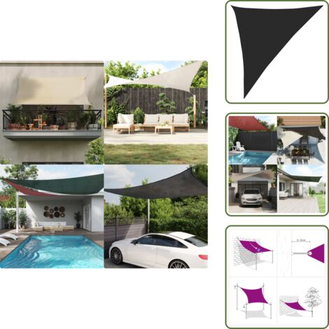Toldo para jardín - vidaXL Toldo de vela negro HDPE 160 g/m² 3x4x5 m - Toldo para terraza