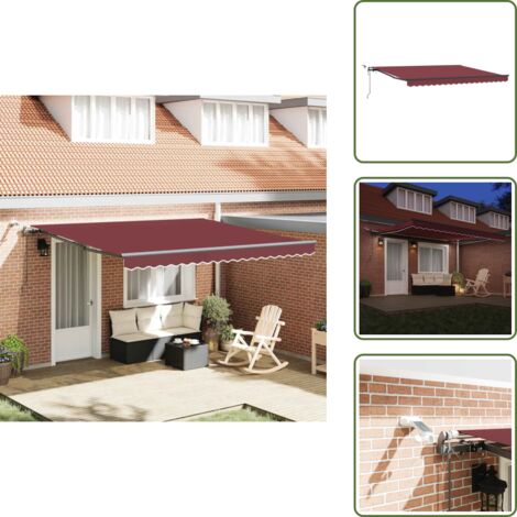 Toldo para patios - vidaXL Toldo retráctil automático con luces LED burdeos 400x300 cm - Toldo para terrazas