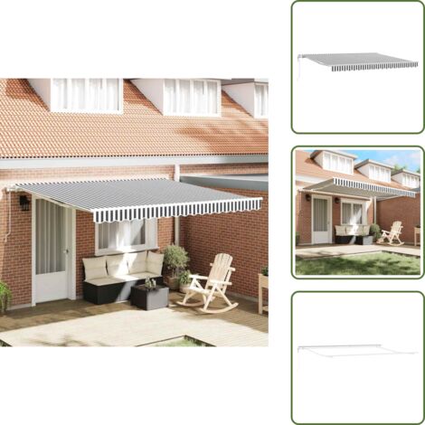 Toldo para patios - vidaXL Toldo retráctil automático gris antracita y blanco 400x300 cm - Toldo para terrazas