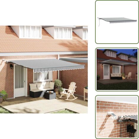Toldo para patios - vidaXL Toldo retráctil automático luz LED antracita y blanco 400x300cm - Toldo para terrazas