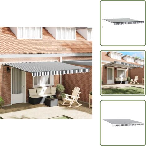 Toldo para patios - vidaXL Toldo retráctil manual gris antracita y blanco 400x300 cm - Toldo para terrazas