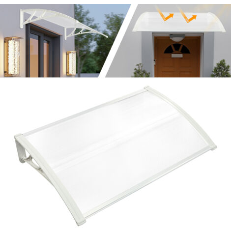 Toldo para puerta, toldo para ventana, toldo para porche, protección contra la lluvia, toldo para exteriores, toldo para terraza, 60 x 100 cm, blanco