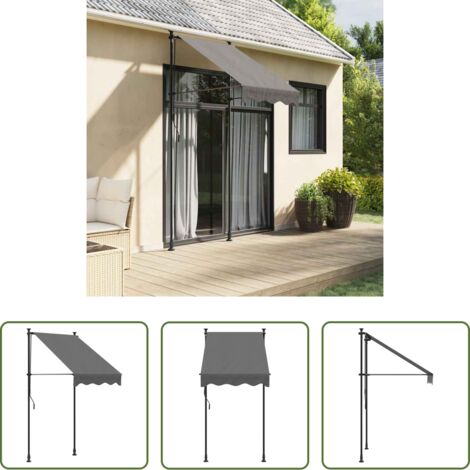 Toldo para terraza -  Toldo retráctil de tela y acero gris antracita 100x150 cm