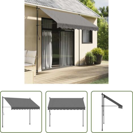 Toldo para terraza -  Toldo retráctil de tela y acero gris antracita 250x150 cm