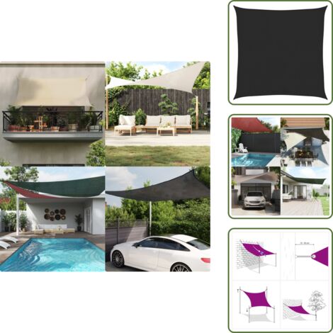 Toldo para terraza - vidaXL Toldo de vela HDPE negro 160 g/m² 2x2 m - Toldo para balcón