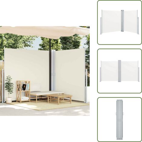 Toldo para terraza - vidaXL Toldo lateral doble retráctil de jardín color crema 170x600 cm - Toldo para patio