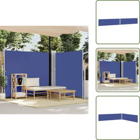 Toldo para terraza - vidaXL Toldo lateral retráctil para patio azul 170x1200 cm - Toldo para balcón