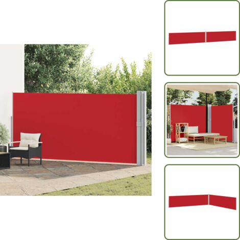 Toldo para terraza - vidaXL Toldo lateral retráctil para patio rojo 170x1200 cm - Toldo para balcón