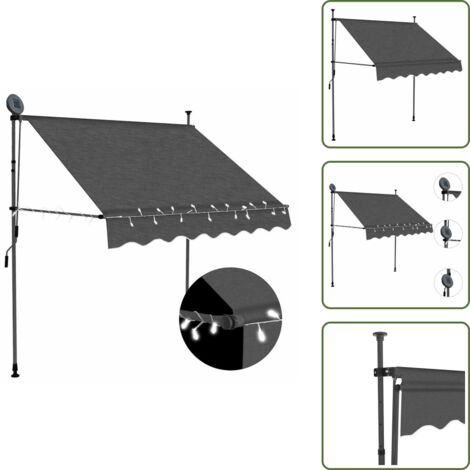 Toldo para terraza - vidaXL Toldo manual retráctil con LED gris antracita 100 cm - Toldo para balcón