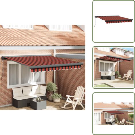 Toldo para terraza - vidaXL Toldo retráctil aluminio y tela naranja y marrón 3,5x2,5 m - Toldo para patio