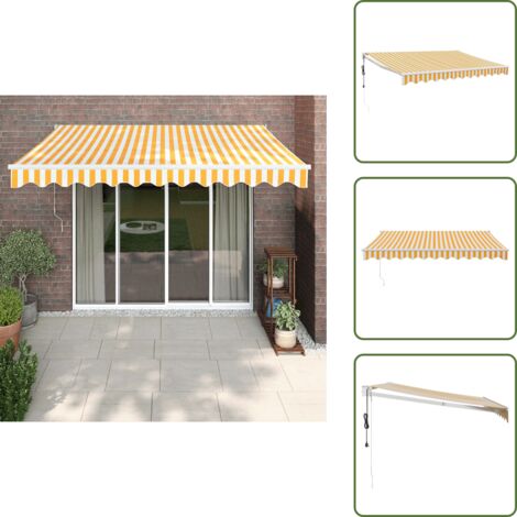 Toldo para terraza - vidaXL Toldo retráctil automático amarillo y blanco 3,5x2,5 m - Toldo para balcones