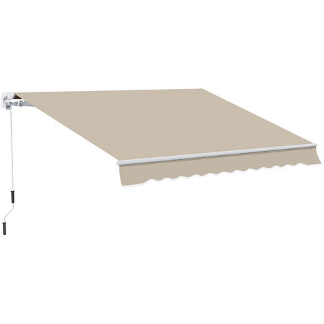 Outsunny Toldo Manual Plegable de Aluminio con Manivela para Terraza Patio Balcón 4x2.5m - Beige oscuro