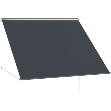 OUTSUNNY Toldo para ventana manual 150x120 cm toldo retráctil de exterior con marco de aluminio ángulo de inclinación ajustable anti-UV e impermeable