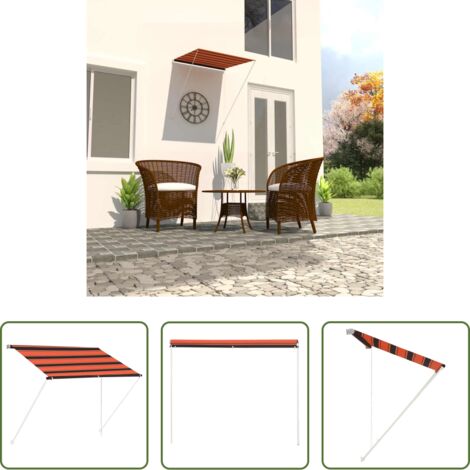 Toldo para ventana -  Toldo retráctil naranja y marrón 100x150 cm