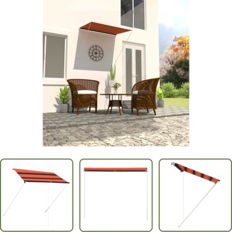 Toldo para ventana -  Toldo retráctil naranja y marrón 200x150 cm