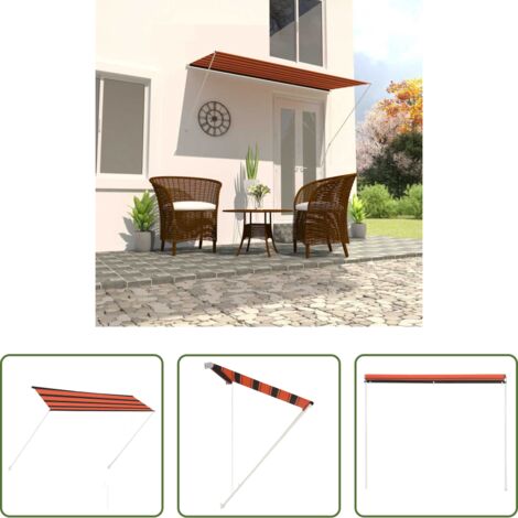 Toldo para ventana -  Toldo retráctil naranja y marrón 300x150 cm