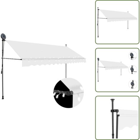 Toldo para ventana - vidaXL Toldo manual retráctil con LED crema 350 cm - Toldo para terraza