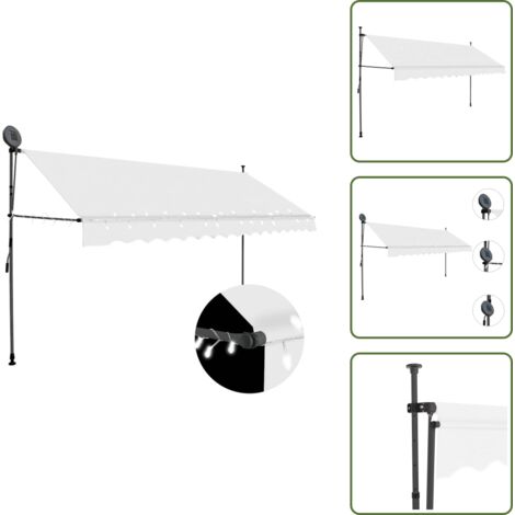Toldo para ventana - vidaXL Toldo manual retráctil con LED crema 400 cm - Toldo para terraza