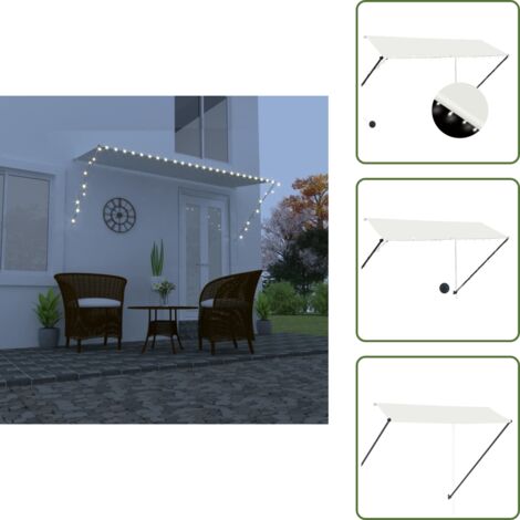 Toldo para ventana - vidaXL Toldo retráctil con LED color crema 300x150 cm - Toldo para terraza