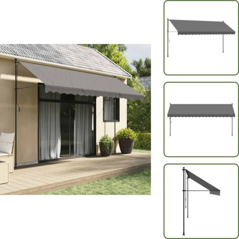 Toldo para ventana - vidaXL Toldo retráctil de tela y acero gris antracita 400x150 cm - Toldo de acero