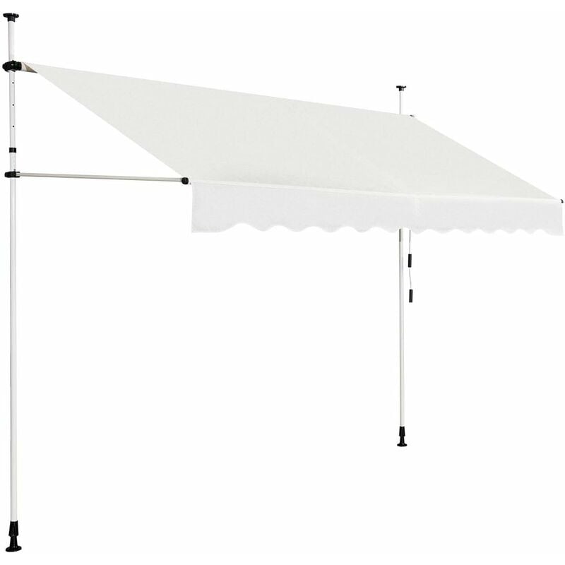 

Toldo Protección Solar Toldo de Balcón Regulable en Altura 200-300 centímetros Toldo con Manivela para Jardín (Beige, 300cm)
