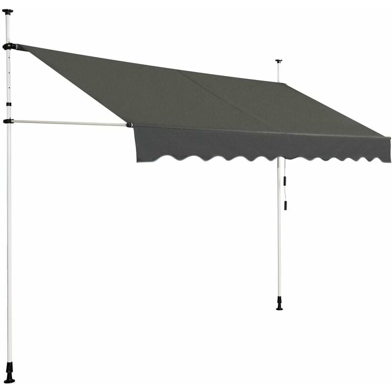 

Toldo Protección Solar Toldo de Balcón Regulable en Altura 200-300 centímetros Toldo con Manivela para Jardín (Gris, 300cm)