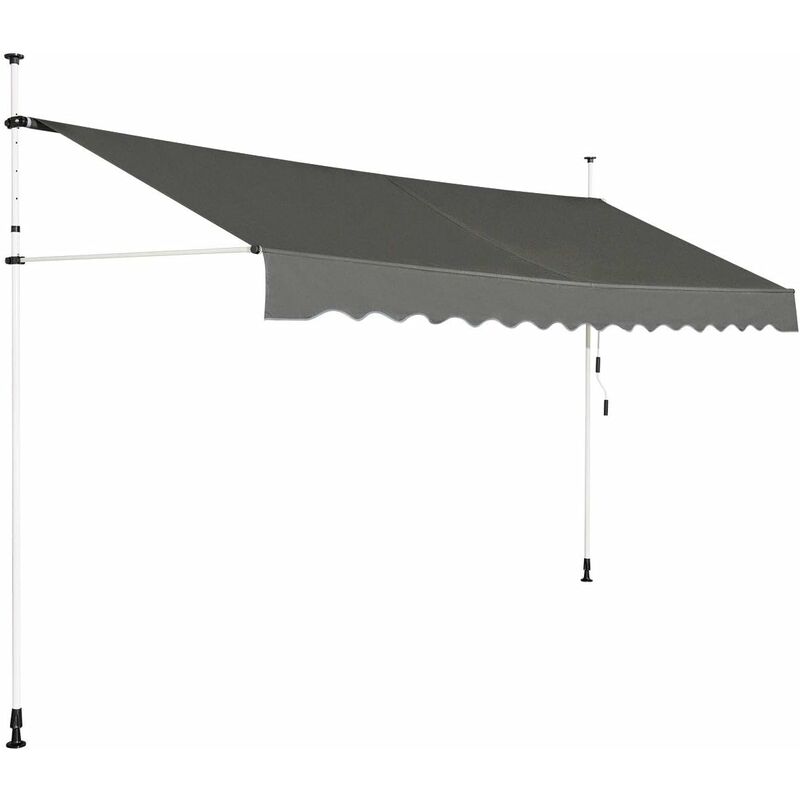 

Toldo Protección Solar Toldo de Balcón Regulable en Altura 200-300 centímetros Toldo con Manivela para Jardín (Gris, 395cm)