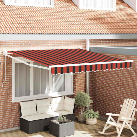 Toldo Rayado Naranja y marrón 3,5 x 2,5 m Poliester y metal
