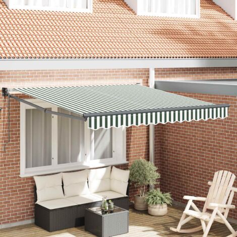 Toldo Rayado verde y  3 x 2,5 m Poliester y metal