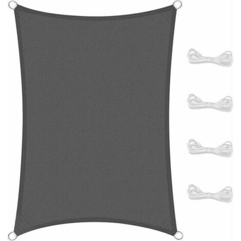 Toldo rectangular para jardín, terraza, camping, fiestas y piscina, resistente a los rayos UV, con cuerda (2 x 3 m, gris)