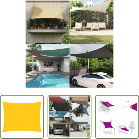 Toldo rectangular -  Toldo de vela rectangular tela Oxford amarillo 5x7 m