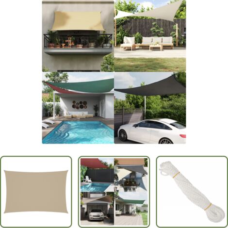 Toldo rectangular -  Toldo de vela rectangular tela Oxford beige 2,5x4,5 m