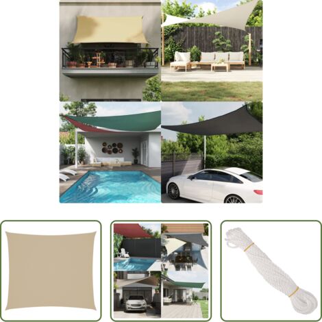 Toldo rectangular -  Toldo de vela rectangular tela Oxford beige 2x2,5 m