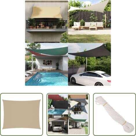 Toldo rectangular -  Toldo de vela rectangular tela Oxford beige 2x3 m