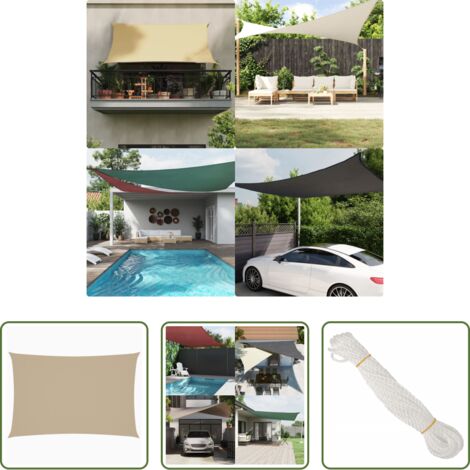 Toldo rectangular - Toldo de vela rectangular tela Oxford beige 2x4 m