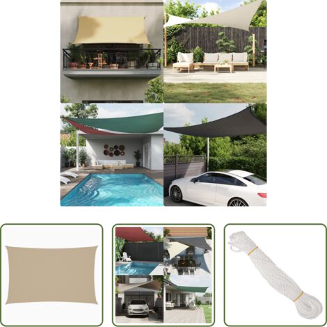 Toldo rectangular - Toldo de vela rectangular tela Oxford beige 2x4,5 m