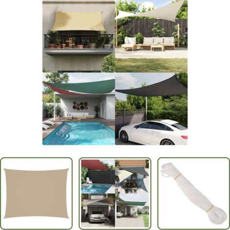 Toldo rectangular -  Toldo de vela rectangular tela Oxford beige 3,5x4,5 m