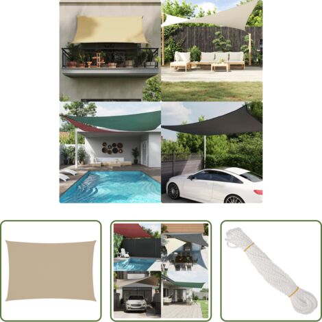 Toldo rectangular - Toldo de vela rectangular tela Oxford beige 3x5 m