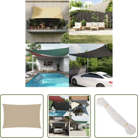 Toldo rectangular -  Toldo de vela rectangular tela Oxford beige 4x7 m