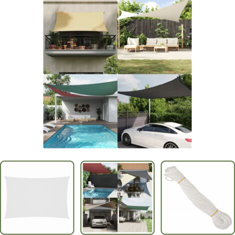 Toldo rectangular - Toldo de vela rectangular tela Oxford blanco 2x5 m