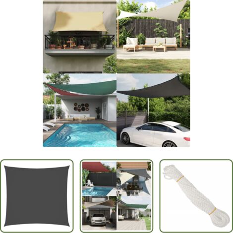 Toldo rectangular -  Toldo de vela rectangular tela Oxford gris antracita 2,5x3 m