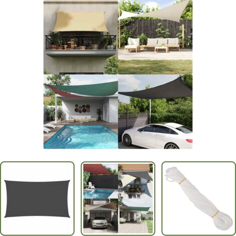 Toldo rectangular -  Toldo de vela rectangular tela Oxford gris antracita 2x4,5 m