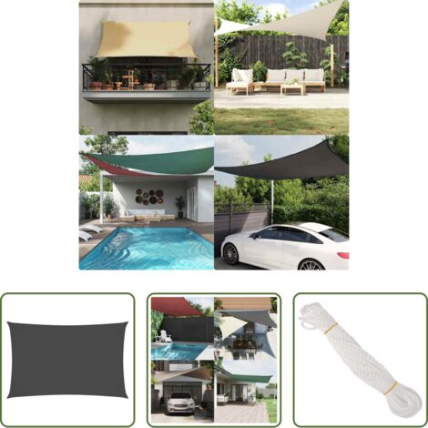 Toldo rectangular - Toldo de vela rectangular tela Oxford gris antracita 2x5 m