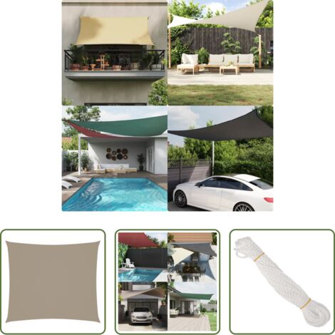 Toldo rectangular -  Toldo de vela rectangular tela Oxford gris taupe 2,5x3 m