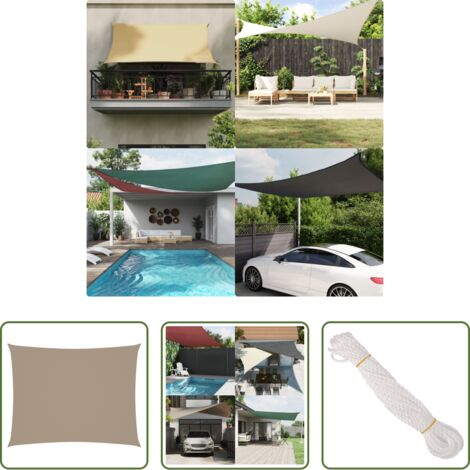 Toldo rectangular -  Toldo de vela rectangular tela Oxford gris taupe 2x3 m