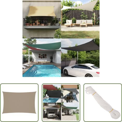 Toldo rectangular -  Toldo de vela rectangular tela Oxford gris taupe 2x4 m