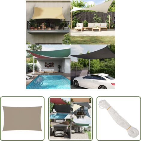Toldo rectangular - Toldo de vela rectangular tela Oxford gris taupe 2x5 m